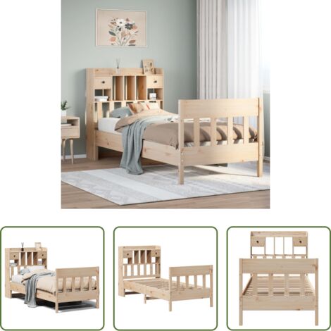Estructura de cama -  Estructura de cama sin colchón madera maciza pino 75x190 cm