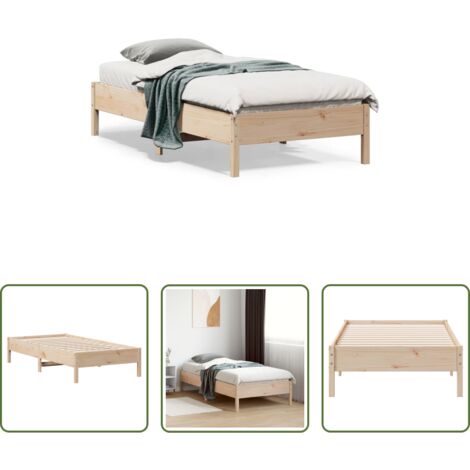 Estructura de cama - Estructura de cama sin colchón madera maciza pino 75x190 cm