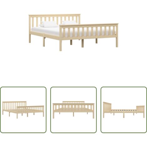 Estructura de cama -  Estructura de cama sin colchón madera pino natural 160x200 cm