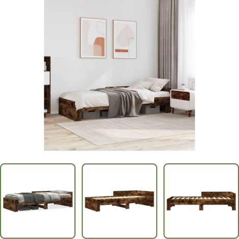 Estructura de cama -  Estructura de cama sin colchón madera roble ahumado 90x190 cm