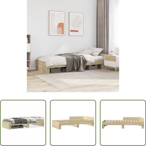 Estructura de cama -  Estructura de cama sin colchón madera roble Sonoma 100x200 cm