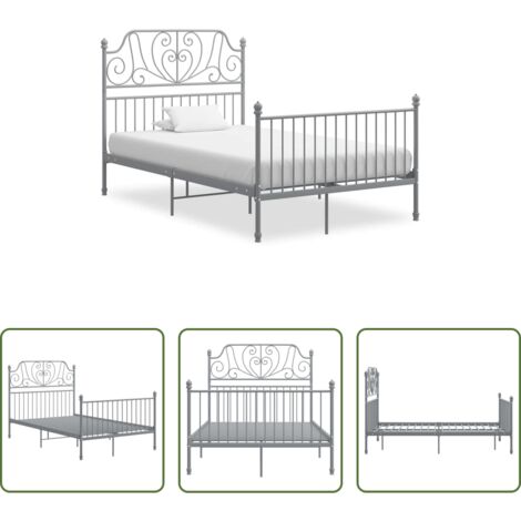 Estructura de cama -  Estructura de cama sin colchón metal gris 120x200 cm