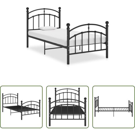 Estructura de cama -  Estructura de cama sin colchón metal negro 100x200 cm