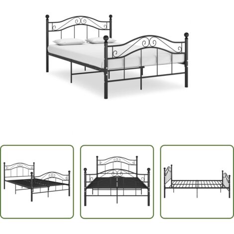 Estructura de cama -  Estructura de cama sin colchón metal negro 120x200 cm