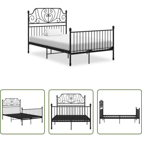 Estructura de cama -  Estructura de cama sin colchón metal negro 120x200 cm