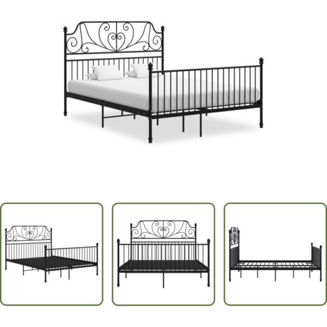 Estructura de cama -  Estructura de cama sin colchón metal negro 160x200 cm