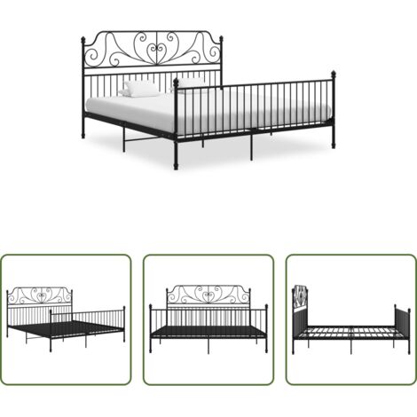 Estructura de cama - Estructura de cama sin colchón metal negro 180x200 cm