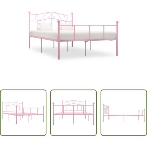 Estructura de cama -  Estructura de cama sin colchón metal rosa 120x200 cm