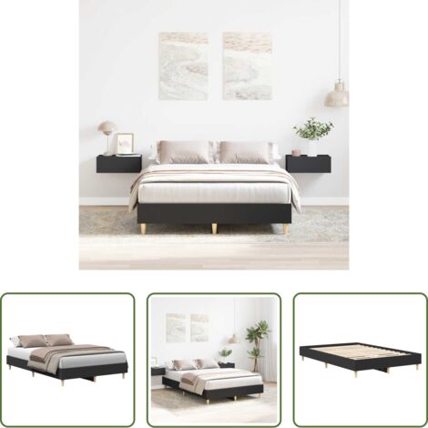 Estructura de cama -  Estructura de cama sin colchón negra 120x190 cm madera