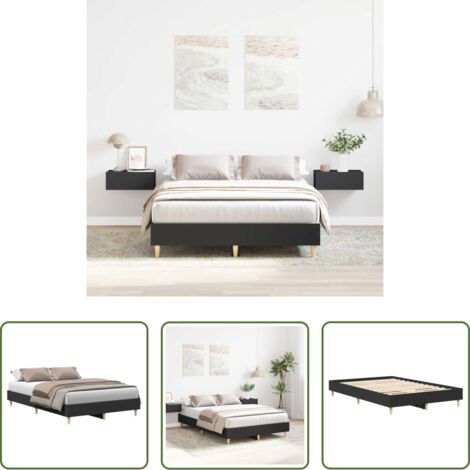 Estructura de cama -  Estructura de cama sin colchón negra 135x190 cm madera