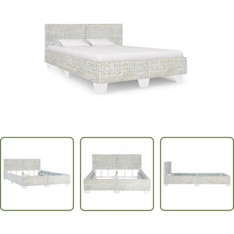 Estructura de cama -  Estructura de cama sin colchón ratán natural gris 140x200 cm