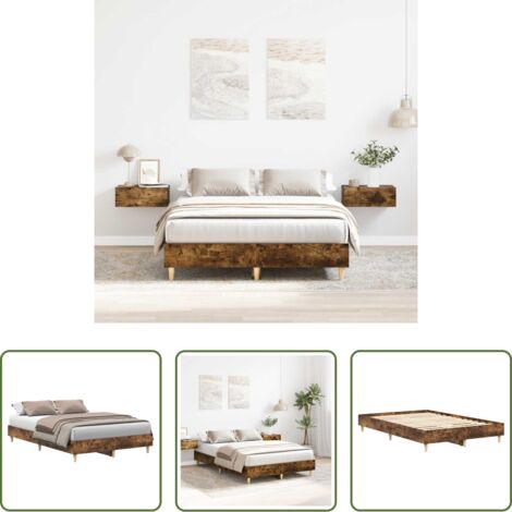 Estructura de cama -  Estructura de cama sin colchón roble ahumado 120x190 cm madera