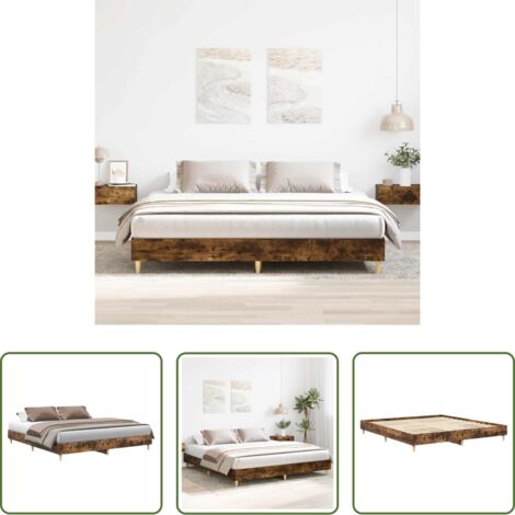 Estructura de cama -  Estructura de cama sin colchón roble ahumado 180x200 cm