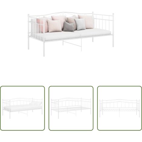 Estructura de cama -  Estructura de sofá cama sin colchón metal blanco 90x200 cm