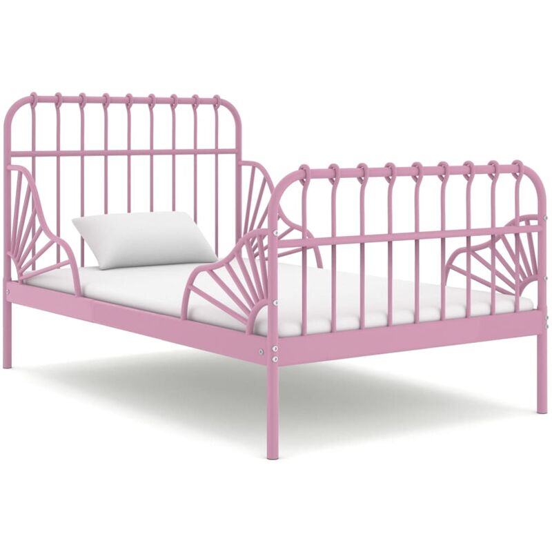 

Estructura de cama extensible metal rosa 80x130/200 cm