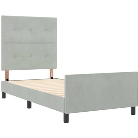 Estructura de cama Gris claro 90 x 200 cm Terciopelo vidaXL