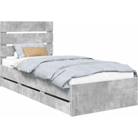 Estructura de cama Gris Concreto 90 x 200 cm Madera Ingenieril vidaXL