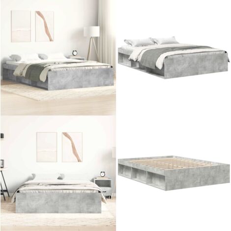 Estructura de cama gris hormigón 140x200 cm - Estructura de cama - Madera de ingeniería