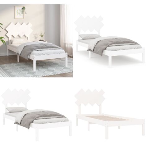 Estructura de cama individual de madera maciza blanco 90x190 cm - Estructura de cama - Cama individual