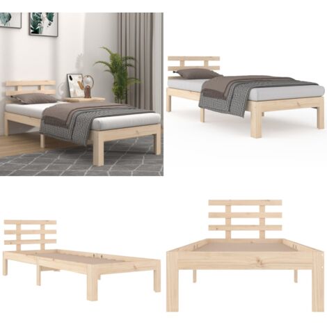 Estructura de cama individual sin colchón 75x190 cm - Estructura de cama - Cama de madera