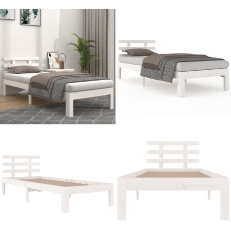 Estructura de cama individual sin colchón blanco 75x190 cm - Estructura de cama - Cama de madera