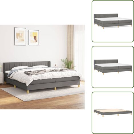 Estructura de cama industrial y Colchón, Cama para adulto,Cama box spring con colchón tela gris oscuro 200x200 cm -41984