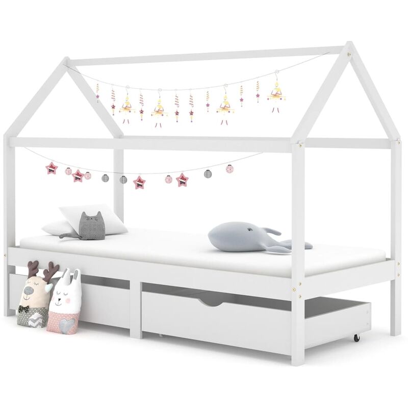 

Estructura de cama infantil cajones madera pino blanco 90x200cm