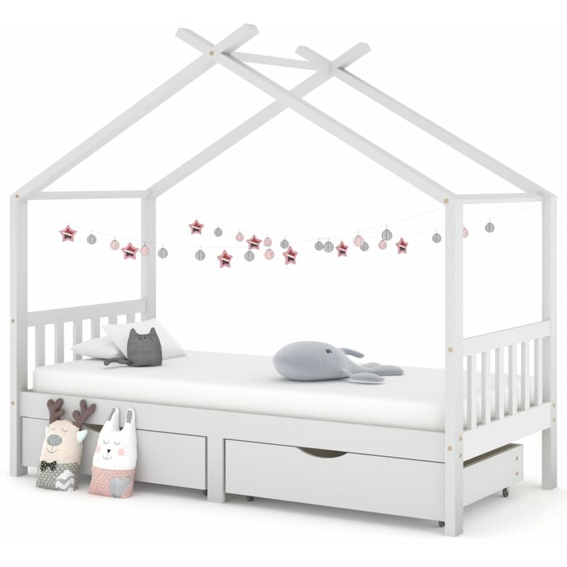 

Estructura de cama infantil cajones madera pino blanco 90x200cm