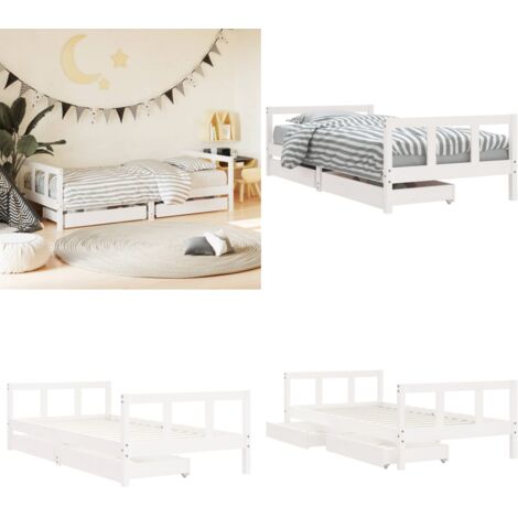 Estructura de cama infantil con cajones madera blanco 90x190 cm - Estructura de cama - Cajón de almacenaje