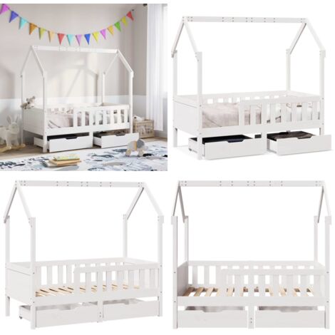 Estructura de cama infantil con cajones madera de pino 80x170cm - Estructura de cama - Cajón bajo la cama