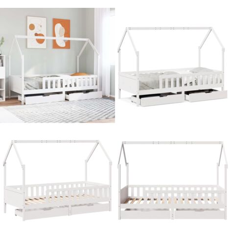 Estructura de cama infantil con cajones madera pino 90x190 cm - Estructura de cama - Cajón bajo la cama