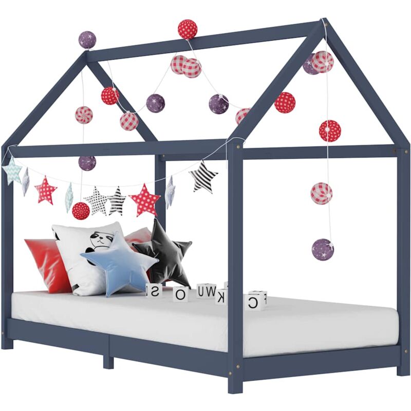 

Madera Maciza de Pino Estructura de Cama Infantil Gris 90x200 cm - Gris - Vidaxl