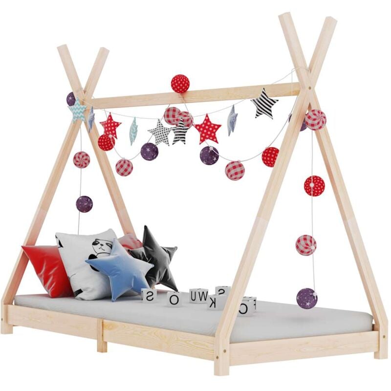 

Madera Maciza de Pino Estructura de Cama Infantil Natural 80x160 cm - Marrón - Vidaxl