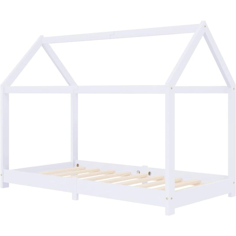 

vidaXL Madera Maciza de Pino Estructura de Cama Infantil Blanco 70x140 cm - Blanco