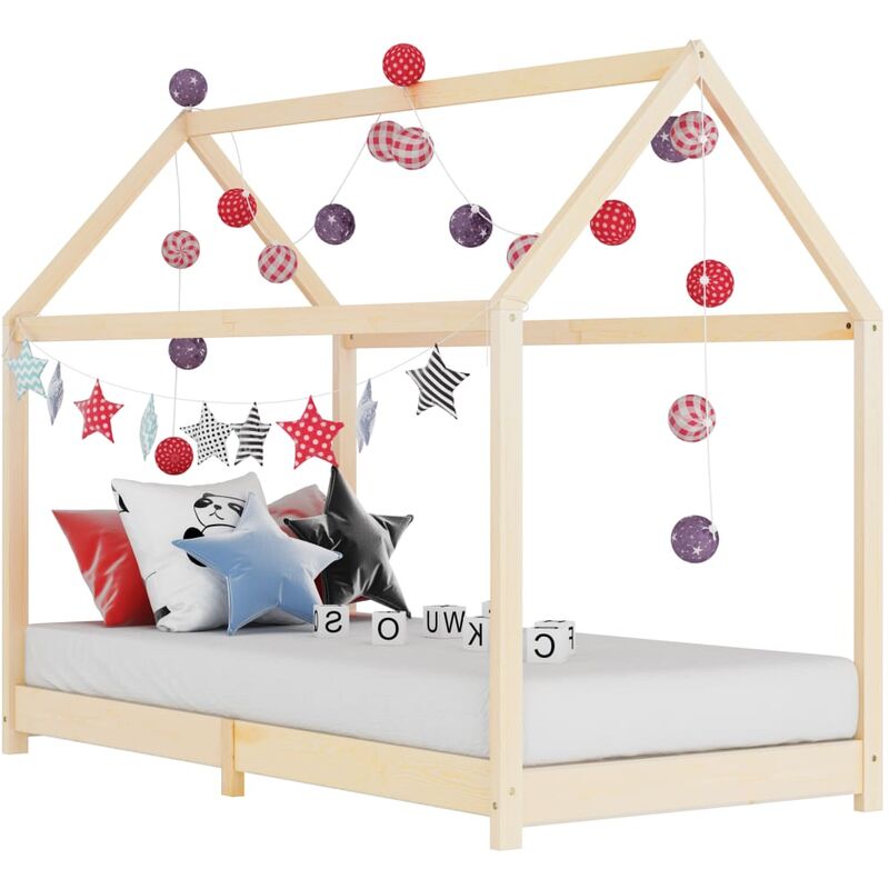 

Estructura de cama infantil de madera maciza de pino 90x200 cm - Marrón