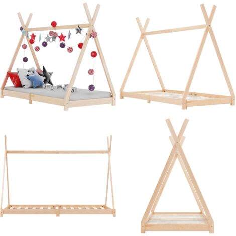 Estructura de cama infantil de madera maciza de pino 90x200 cm - Estructura de cama - Cama de madera