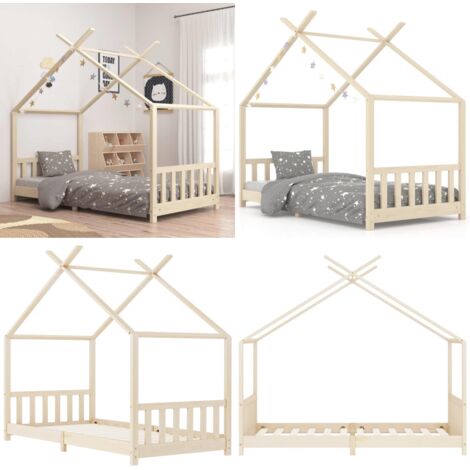 Estructura de cama infantil de madera maciza de pino 90x200 cm - Estructura de cama - Cama de madera