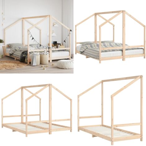 Estructura de cama infantil madera maciza de pino 2x(80x200) cm - Estructura de cama - Madera maciza