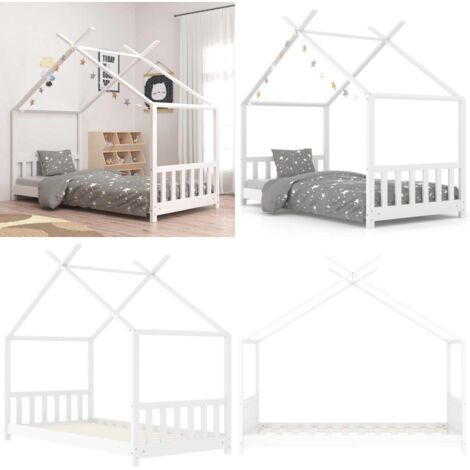 Estructura de cama infantil madera maciza pino blanco 70x140 cm - Estructura de cama - Cama de madera