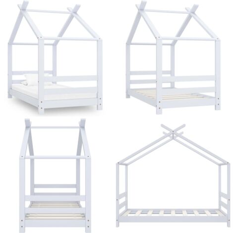 Estructura de cama infantil madera maciza pino blanco 70x140 cm - Estructura de cama - Cama de madera