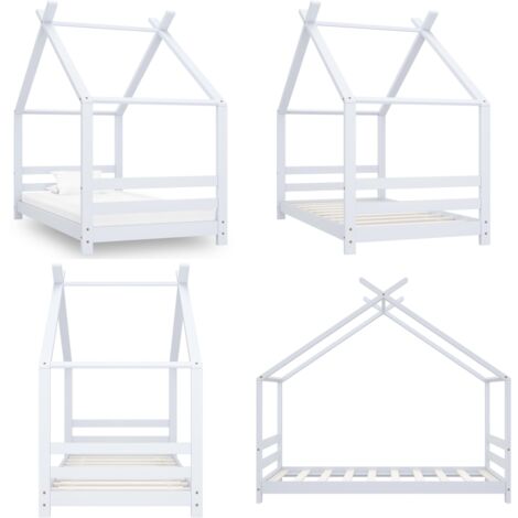 Estructura de cama infantil madera maciza pino blanco 80x160 cm - Estructura de cama - Cama de madera