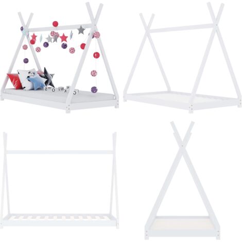 Estructura de cama infantil madera maciza pino blanco 80x160 cm - Estructura de cama - Cama de madera