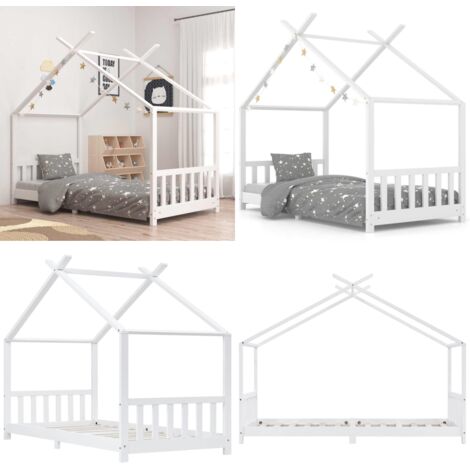 Estructura de cama infantil madera maciza pino blanco 90x200 cm - Estructura de cama - Cama de madera