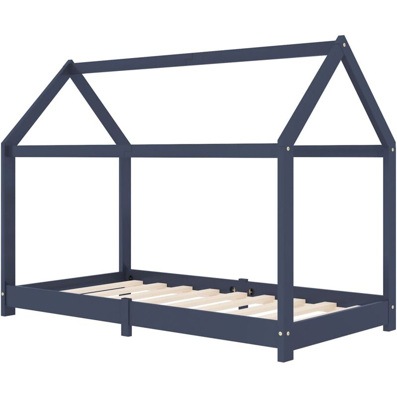 

Estructura de cama infantil madera maciza pino gris 70x140 cm - Gris