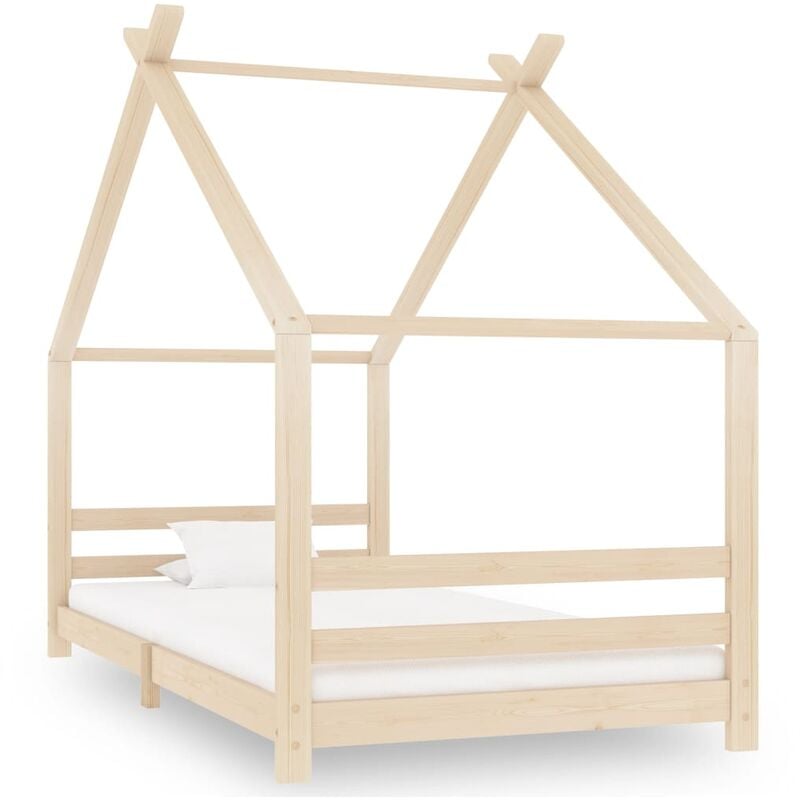 

Madera Maciza de Pino Estructura de Cama Infantil Natural 90x200 cm - Marrón - Vidaxl