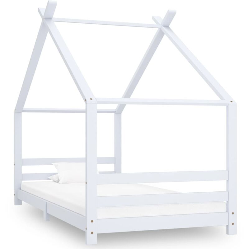 

vidaXL Madera Maciza de Pino Estructura de Cama Infantil Blanco 90x200 cm - Blanco