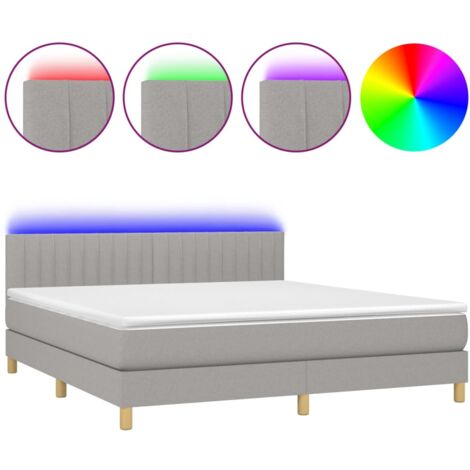 Estructura de cama LED con cabecero con somier colchón 180x200 cm tela gris claro TDL0208504