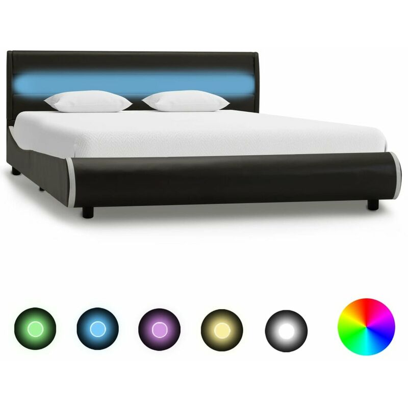 

Happyshopping - Estructura de cama LED cuero sintetico gris antracita 160x200cm
