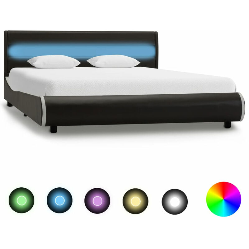 

Asupermall - Estructura de cama LED cuero sintetico gris antracita 160x200cm