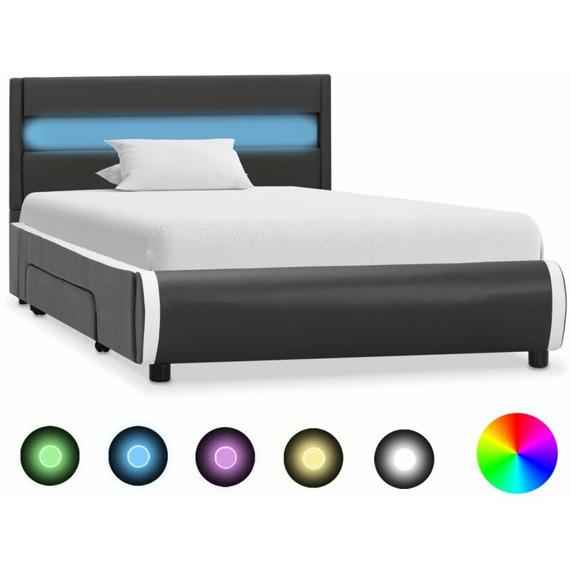 

Estructura de cama LED cuero sintético gris antracita 90x200 cm - Gris